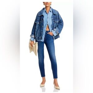 MOTHER High Waisted Looker Ankle Fray Jeans in Moonlust Privateer- Size 32. VGUC